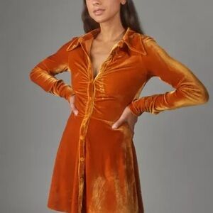 Urban Outfitters Orange Velvet Mini Dress